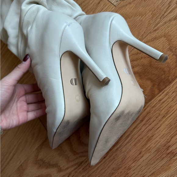 Elegant Cream High Heel Boots - Picture 2 of 2